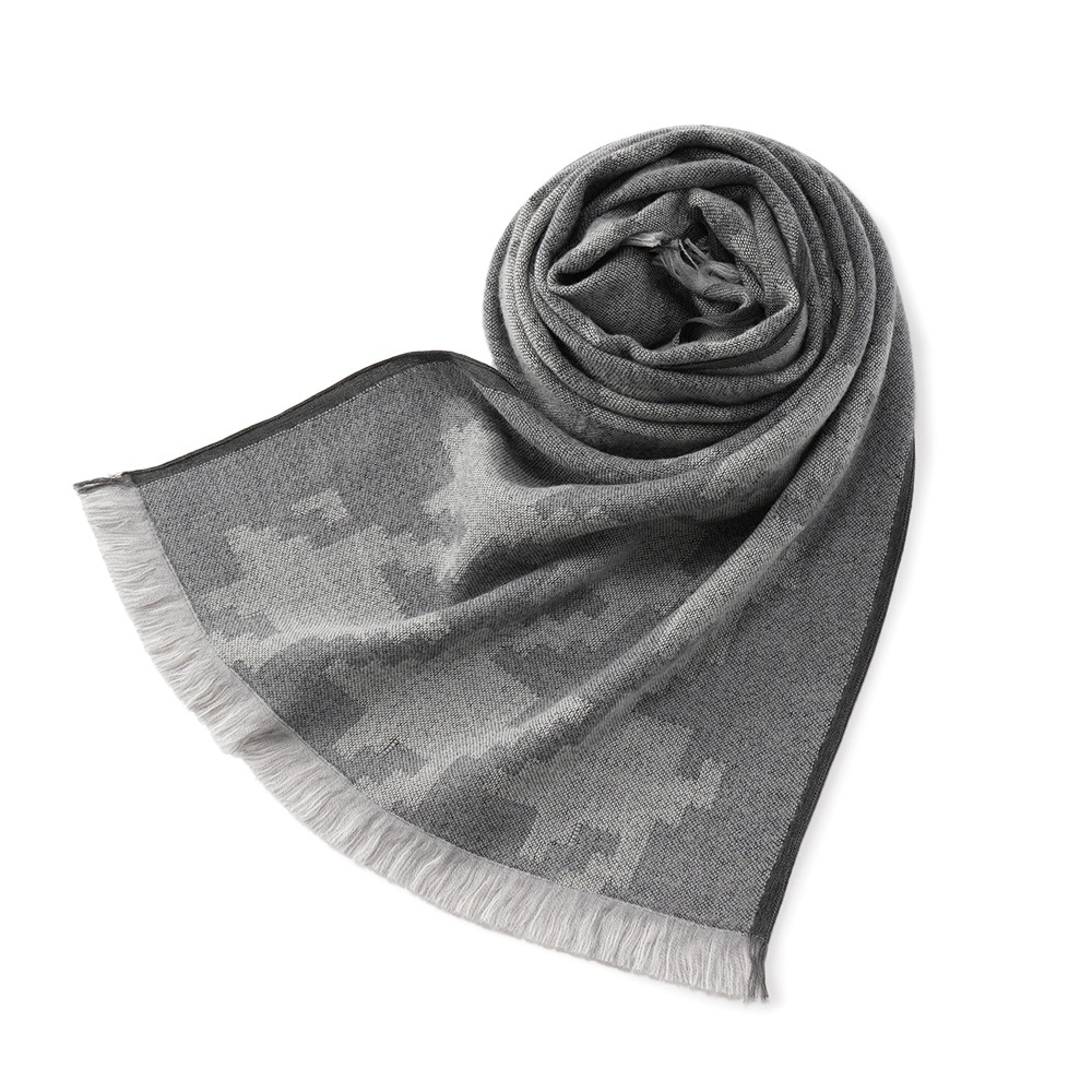 GIERRE ジエレ SC232908 ウール ジャガード ハウンドトゥース ストール GRAY