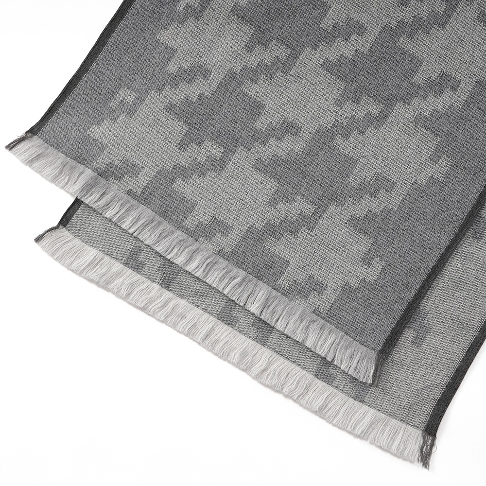 GIERRE ジエレ SC232908 ウール ジャガード ハウンドトゥース ストール GRAY