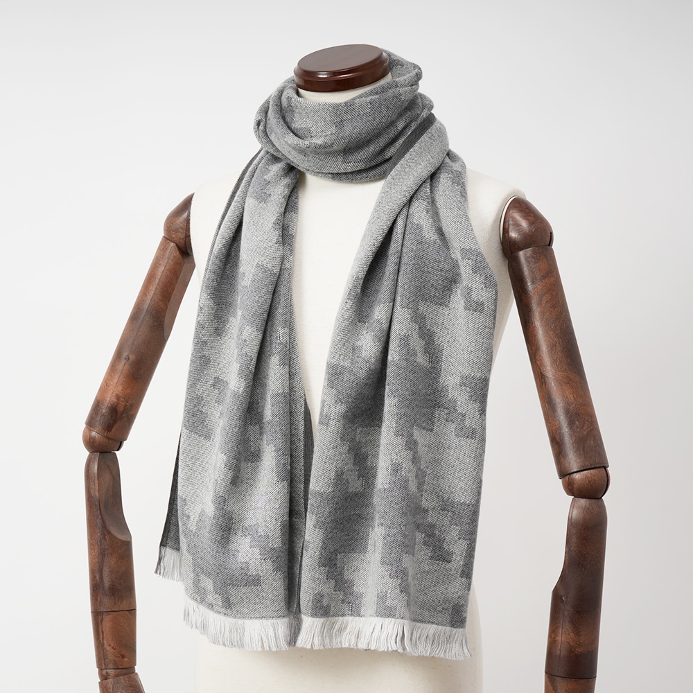 GIERRE ジエレ SC232908 ウール ジャガード ハウンドトゥース ストール GRAY