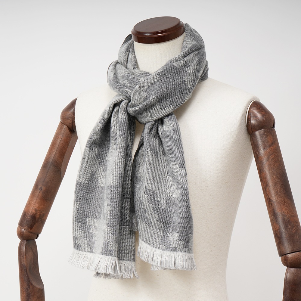 GIERRE ジエレ SC232908 ウール ジャガード ハウンドトゥース ストール GRAY