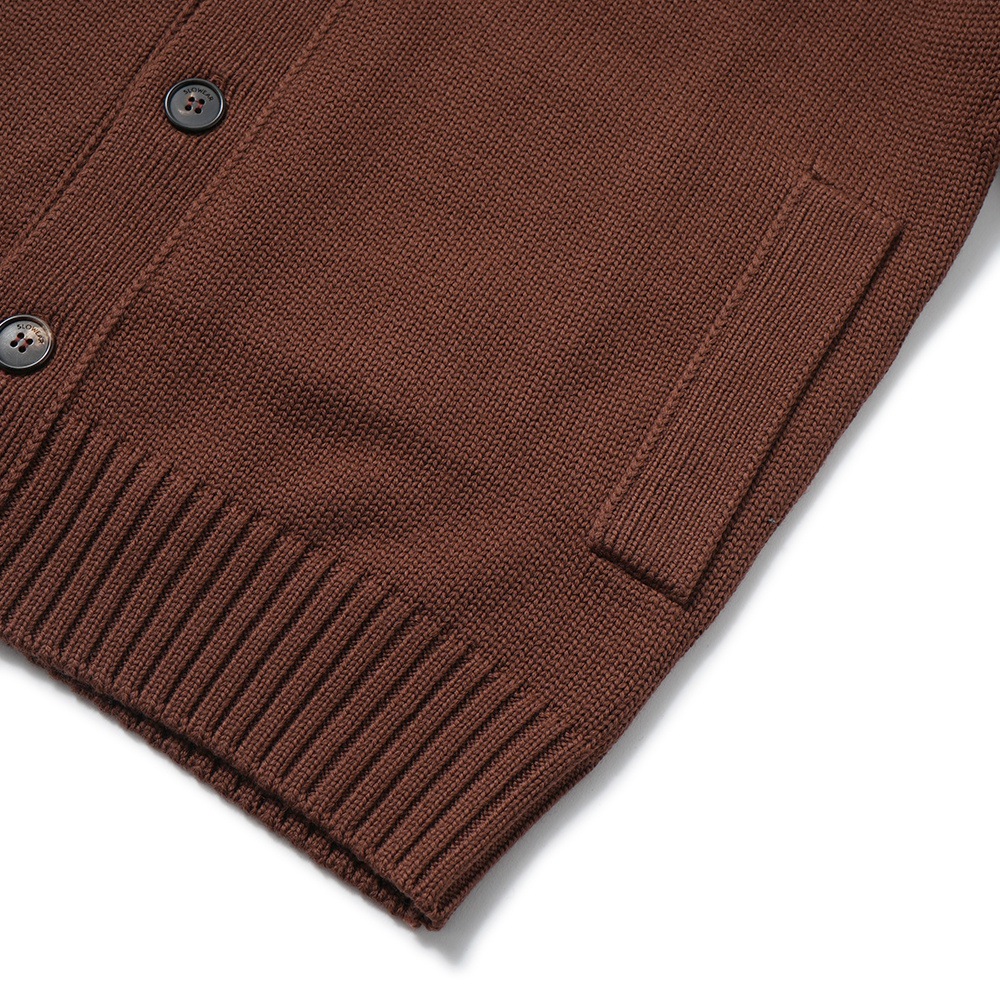 ZANONE ザノーネ CHIOTO ウール ミドルゲージ ニット スタンドカラーカーディガン 810130-ZR229 BROWN