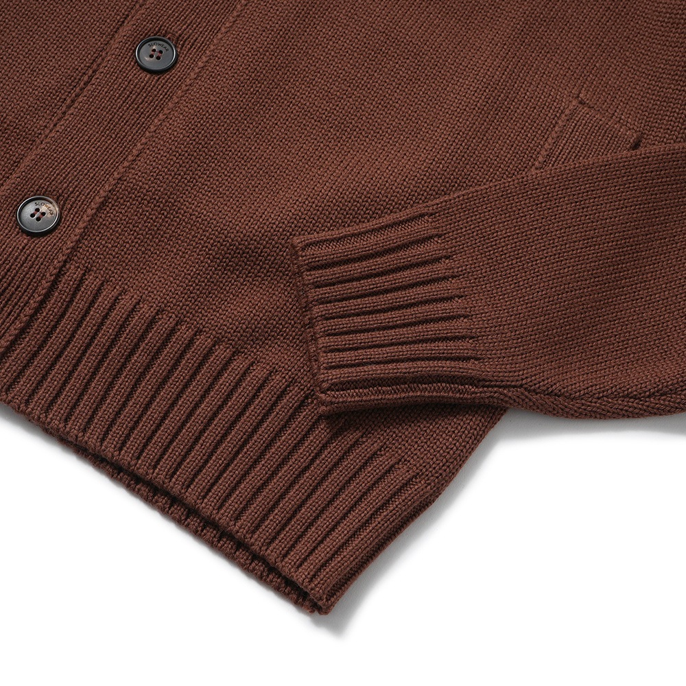 ZANONE ザノーネ CHIOTO ウール ミドルゲージ ニット スタンドカラーカーディガン 810130-ZR229 BROWN
