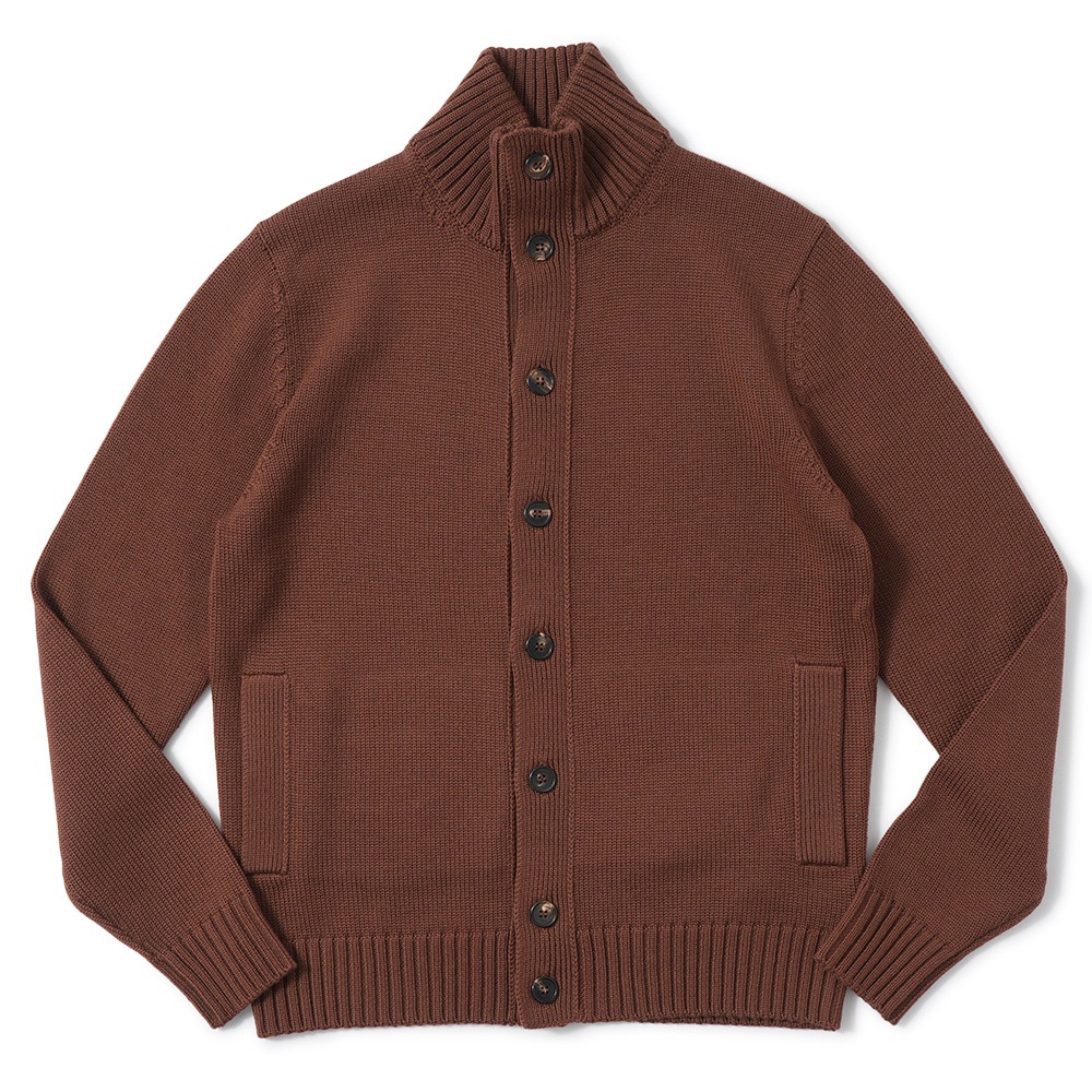 ZANONE ザノーネ CHIOTO ウール ミドルゲージ ニット スタンドカラーカーディガン 810130-ZR229 BROWN