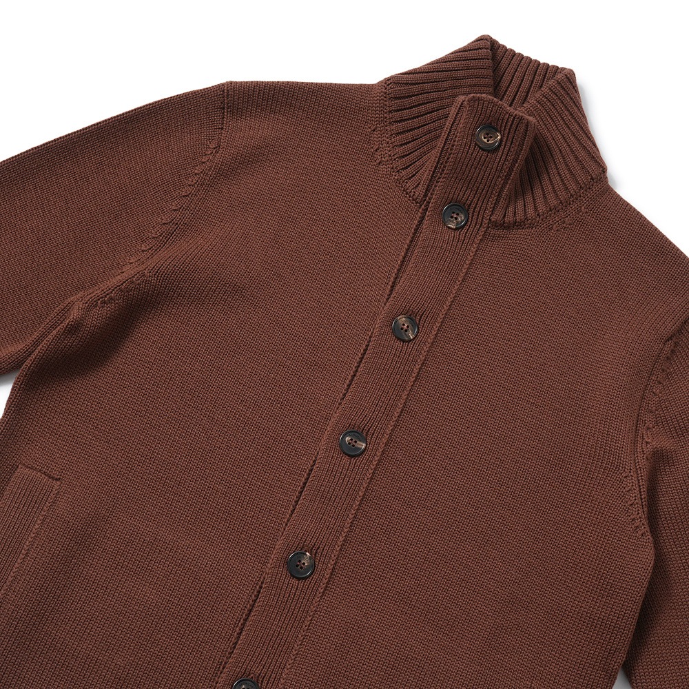 ZANONE ザノーネ CHIOTO ウール ミドルゲージ ニット スタンドカラーカーディガン 810130-ZR229 BROWN