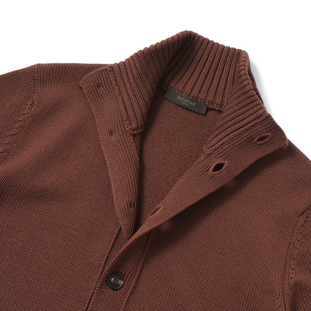 ZANONE ザノーネ CHIOTO ウール ミドルゲージ ニット スタンドカラーカーディガン 810130-ZR229 BROWN