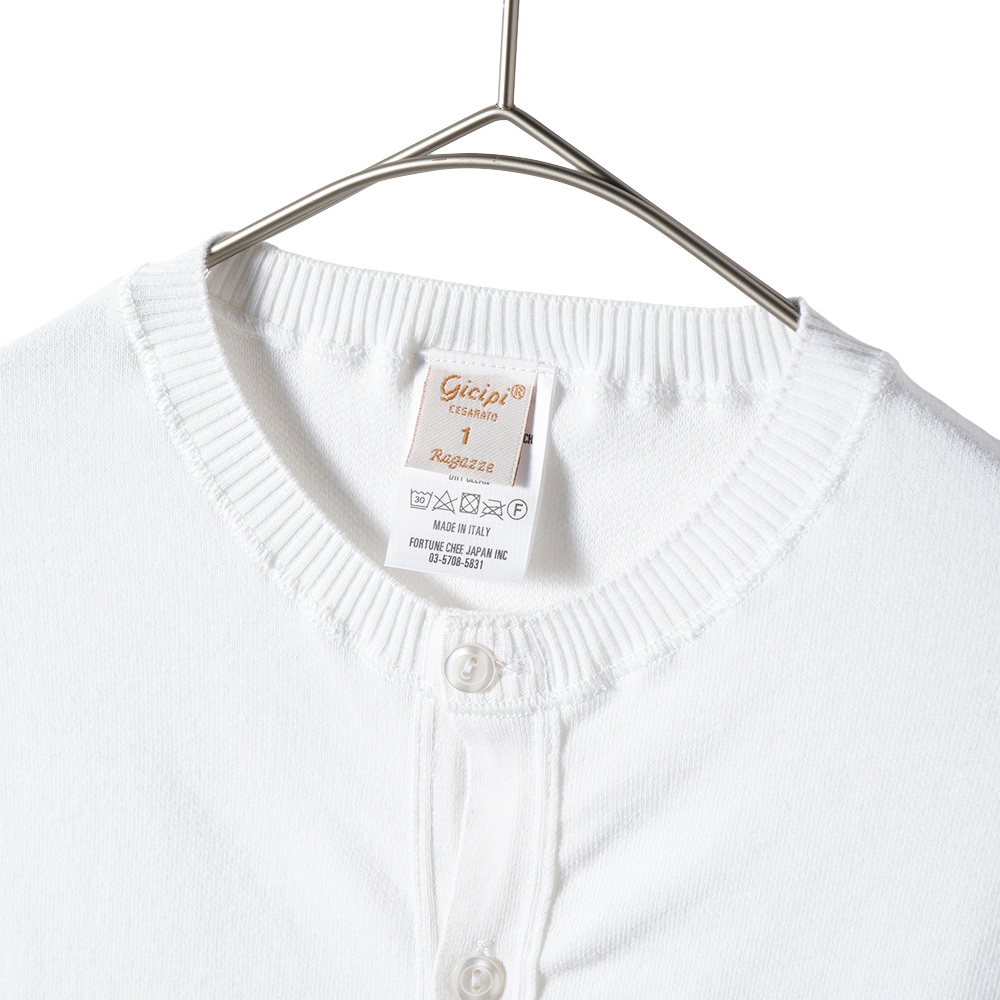 GICIPI ジチピ 2418P GRANATA Nido D'Ape グラナータ ニド・ダーペ  蜂の巣編み クルーネックカーディガン WHITE