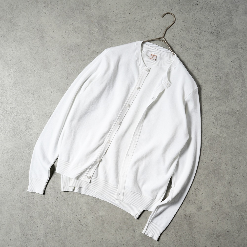 GICIPI ジチピ 2418P GRANATA Nido D'Ape グラナータ ニド・ダーペ  蜂の巣編み クルーネックカーディガン WHITE