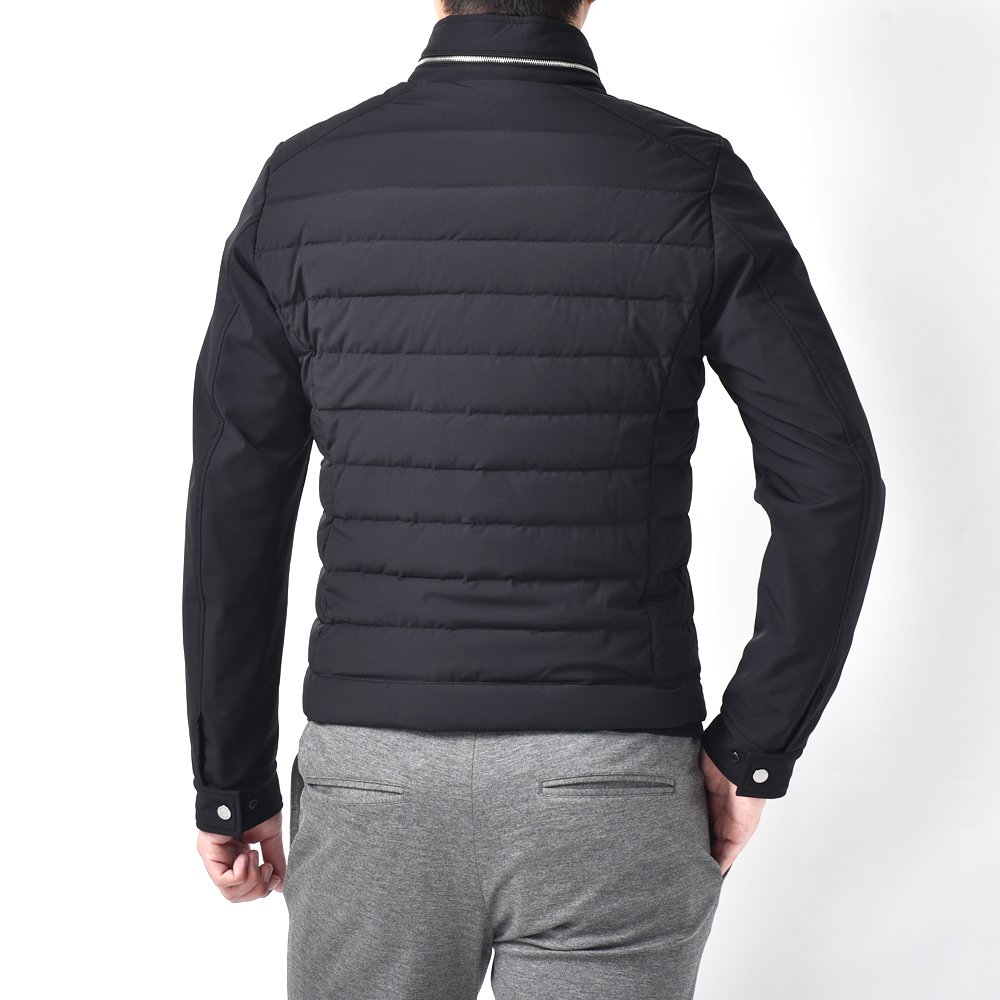 美品 MOORER FILIPPO KN BLACK ムーレー ライダース 48 ムーレー ダウン メンズ 撥水 ストレッチナイロン ライダース