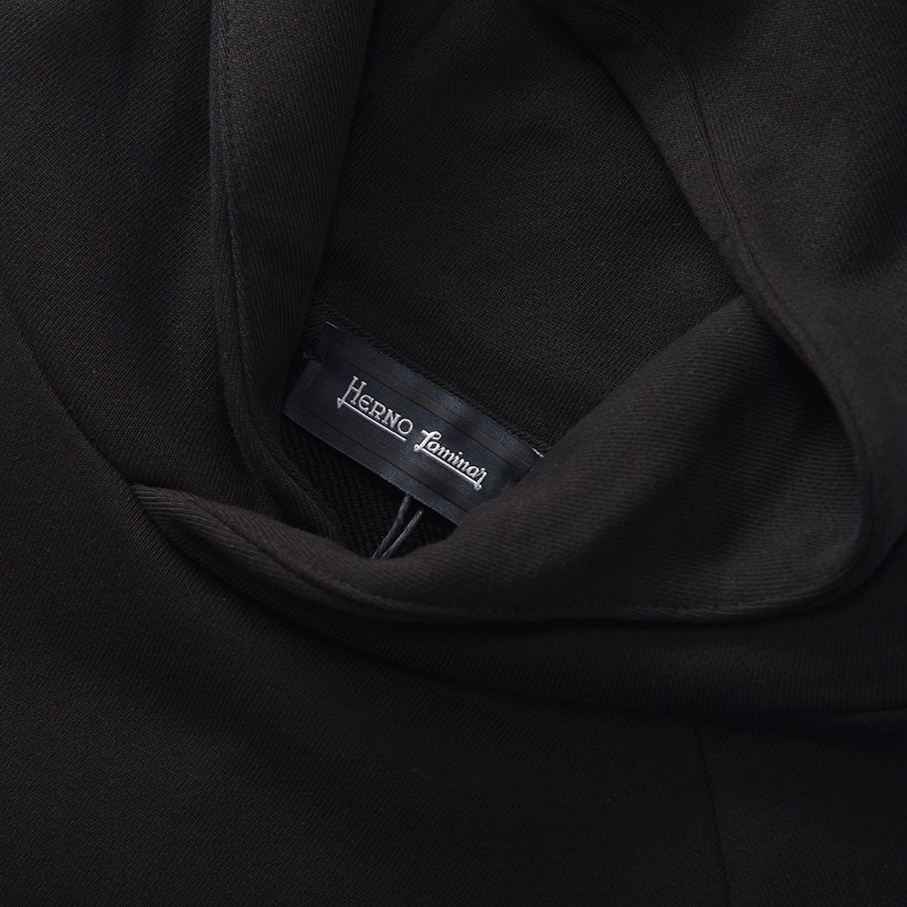 HERNO Laminar ヘルノ ラミナー JG008UL-50017 エンボス ロゴ スウェット プルオーバーパーカ BLACK