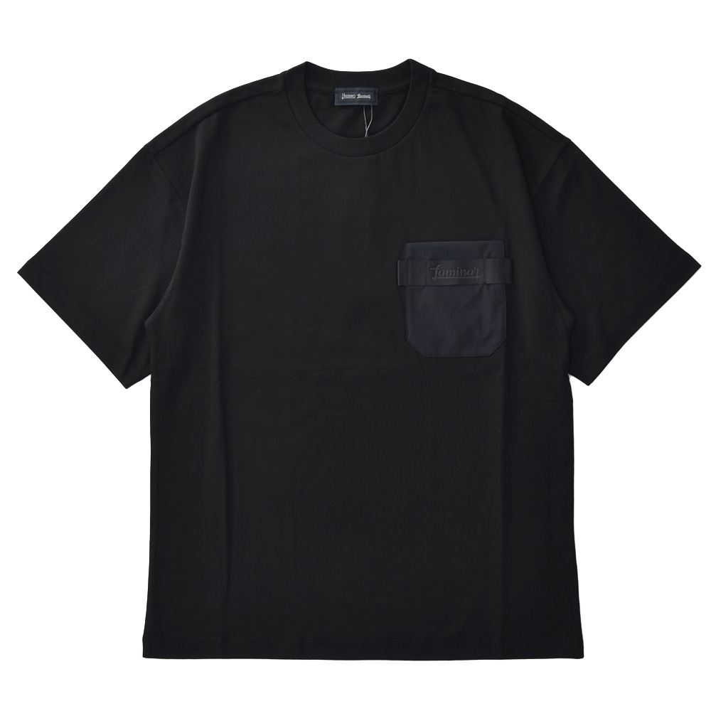 HERNO Laminar ヘルノ ラミナー コンパクトジャージ ポケット ショートスリーブ Tシャツ BLACK