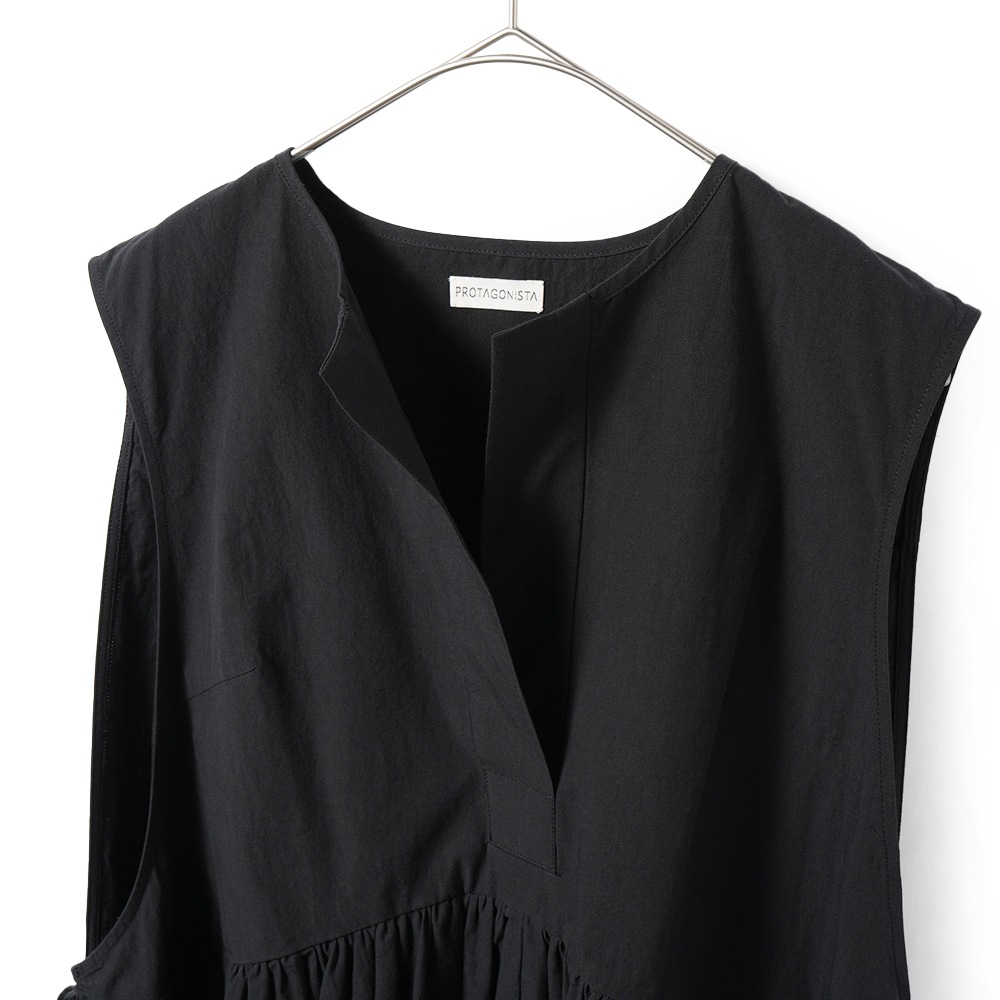 PROTAGONISTA プロタゴニスタ ノースリーブ ギャザーブラウス  PNT-BL-10A BLACK
