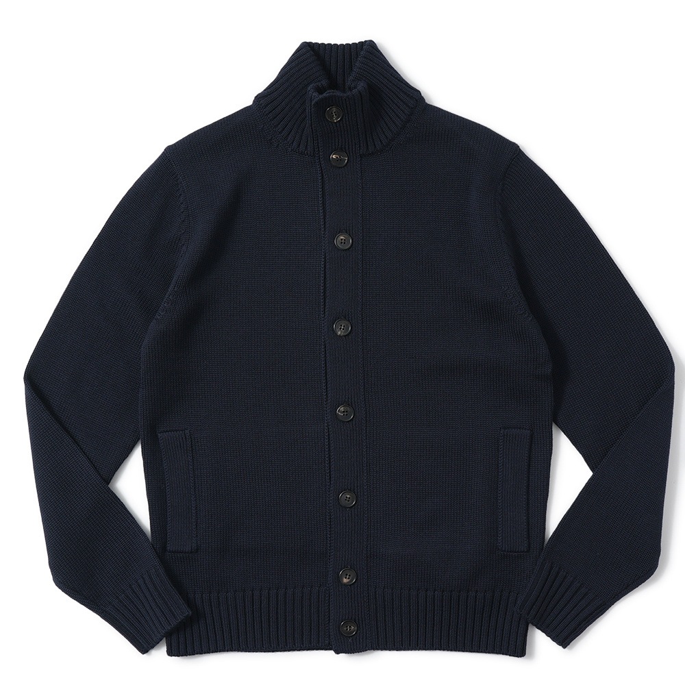 ZANONE ザノーネ CHIOTO ウール ミドルゲージ ニット スタンドカラーカーディガン 810130-ZR229 D.NAVY