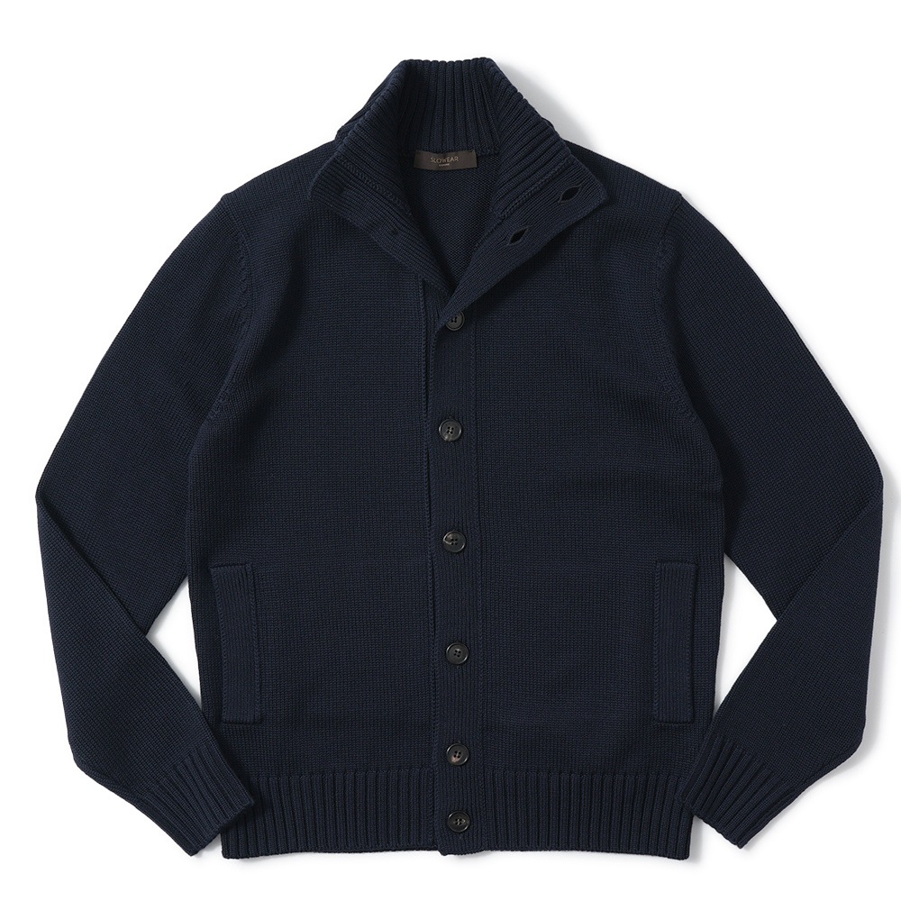 ZANONE ザノーネ CHIOTO ウール ミドルゲージ ニット スタンドカラーカーディガン 810130-ZR229 D.NAVY