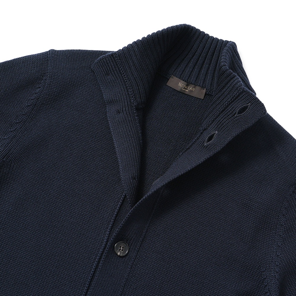 ZANONE ザノーネ CHIOTO ウール ミドルゲージ ニット スタンドカラーカーディガン 810130-ZR229 D.NAVY
