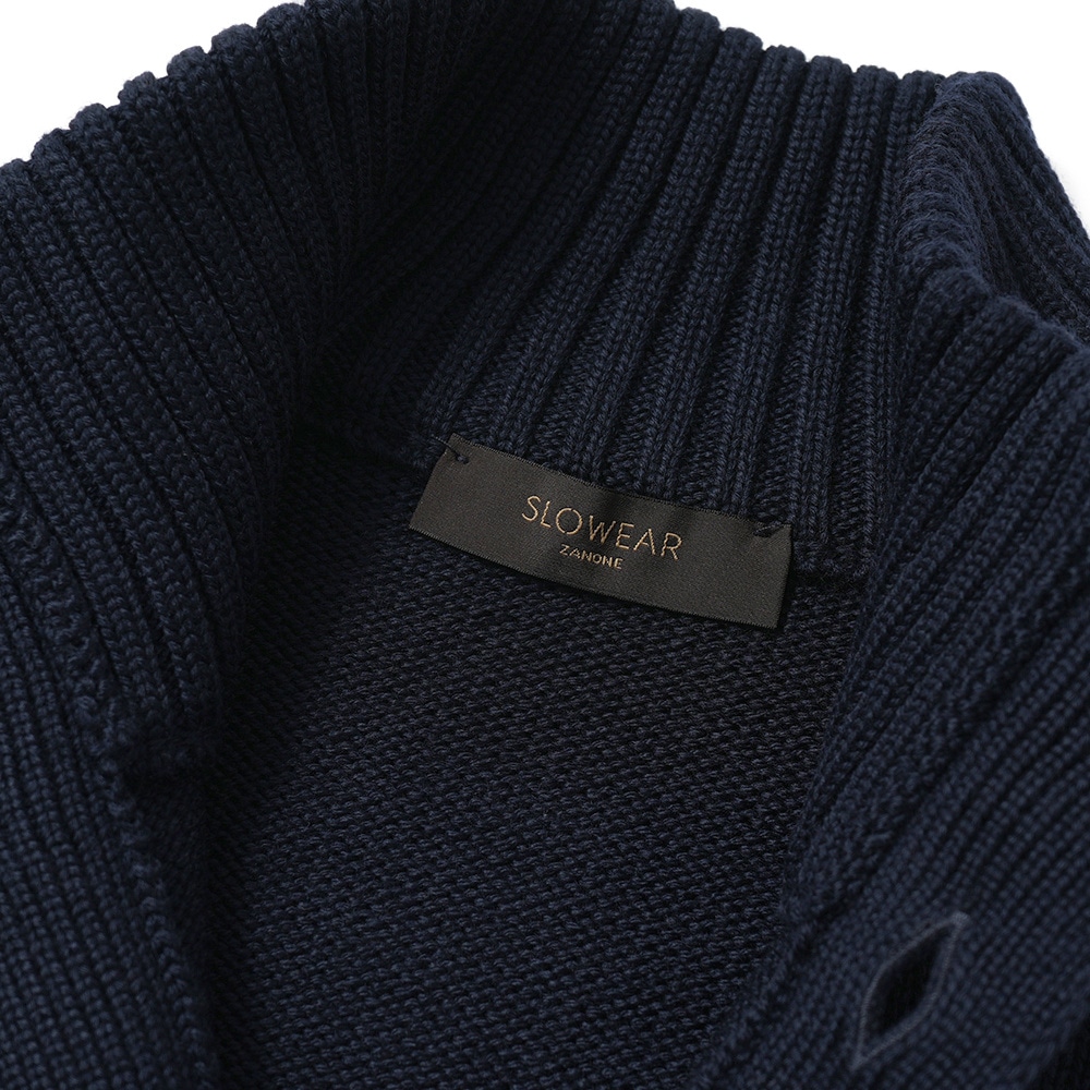 ZANONE ザノーネ CHIOTO ウール ミドルゲージ ニット スタンドカラーカーディガン 810130-ZR229 D.NAVY