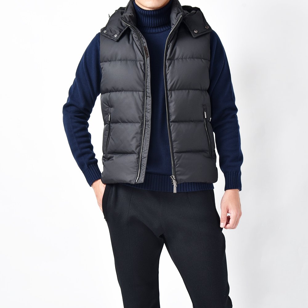 MOORER ムーレー FAYER-WK2 ポリエステル フーデッド ダウンベスト