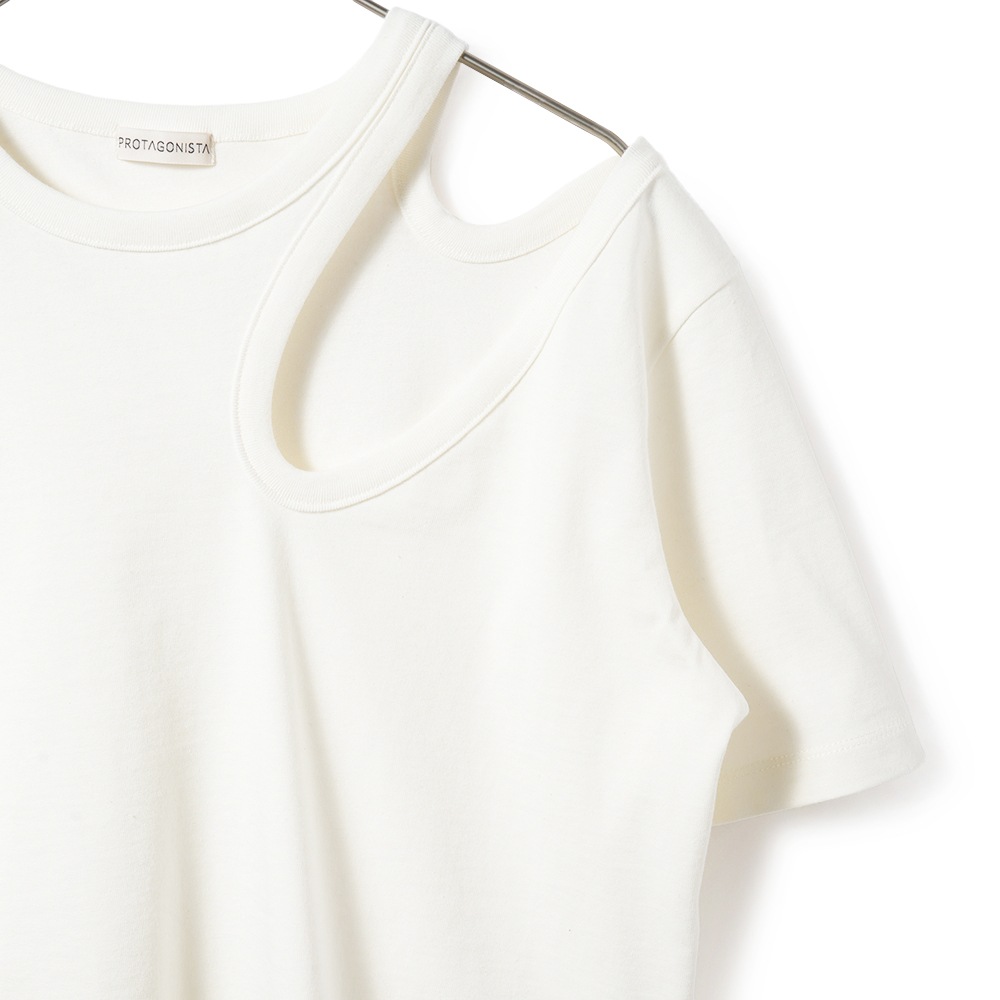 PROTAGONISTA プロタゴニスタ アシンメトリー ショートスリーブ Tシャツ   PNT-CT-38 WHITE