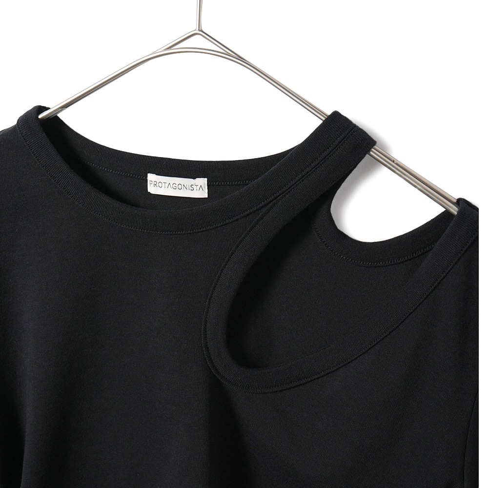 PROTAGONISTA プロタゴニスタ アシンメトリー ショートスリーブ Tシャツ   PNT-CT-38 BLACK