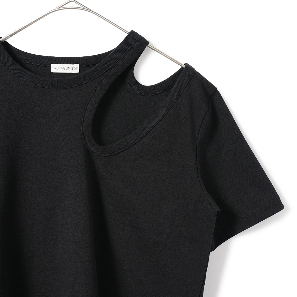 PROTAGONISTA プロタゴニスタ アシンメトリー ショートスリーブ Tシャツ   PNT-CT-38 BLACK