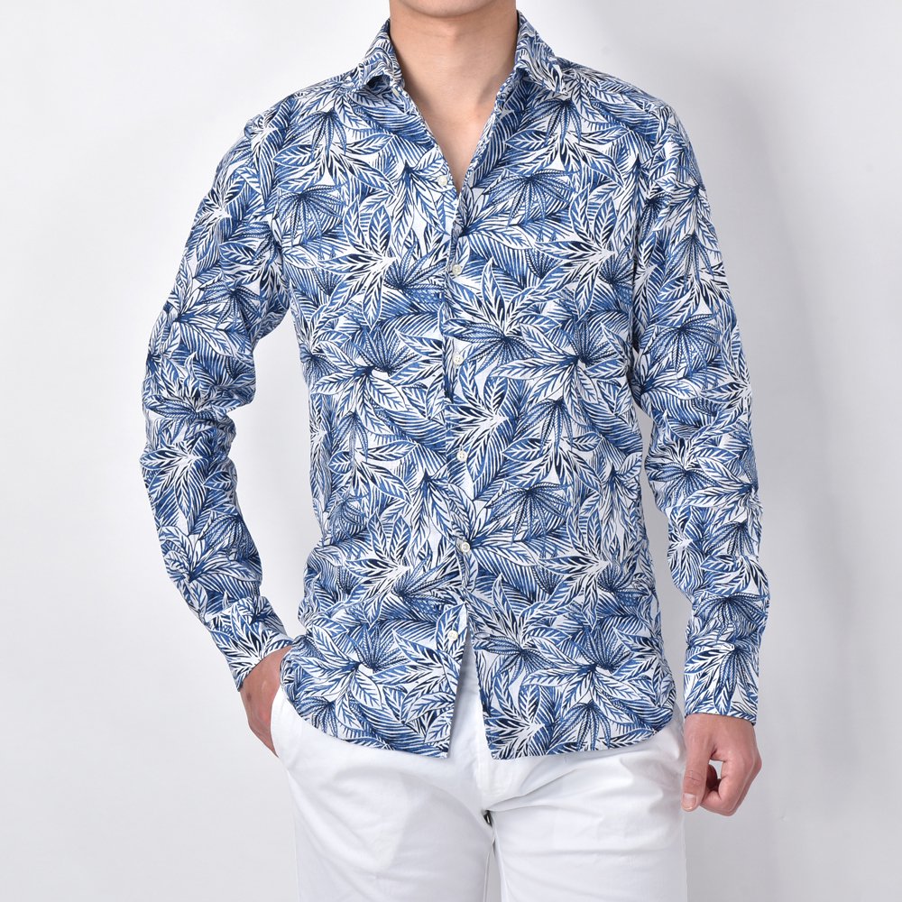 W1831P　▼GUY ROVER ギローバー▼　コットン×リネン プルオーバーシャツ 白ブルーストライプ L / スリムフィット 春夏 rb