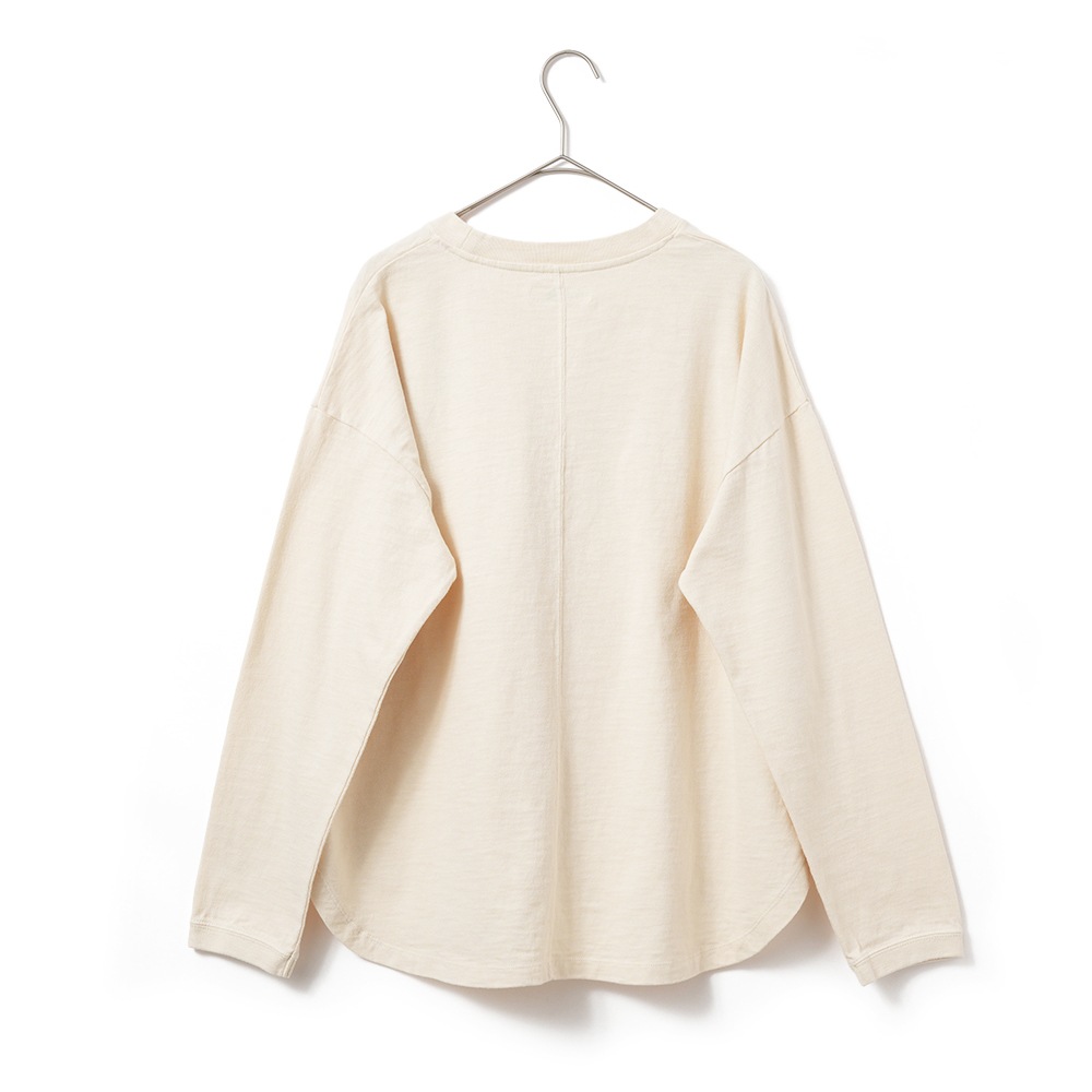 HOLLYWOOD RANCH MARKET ハリウッドランチマーケット WWスラブテンジク Hエンブロイダリーポケット ラウンドヘム ロングスリーブTシャツ 1017867 NATURAL