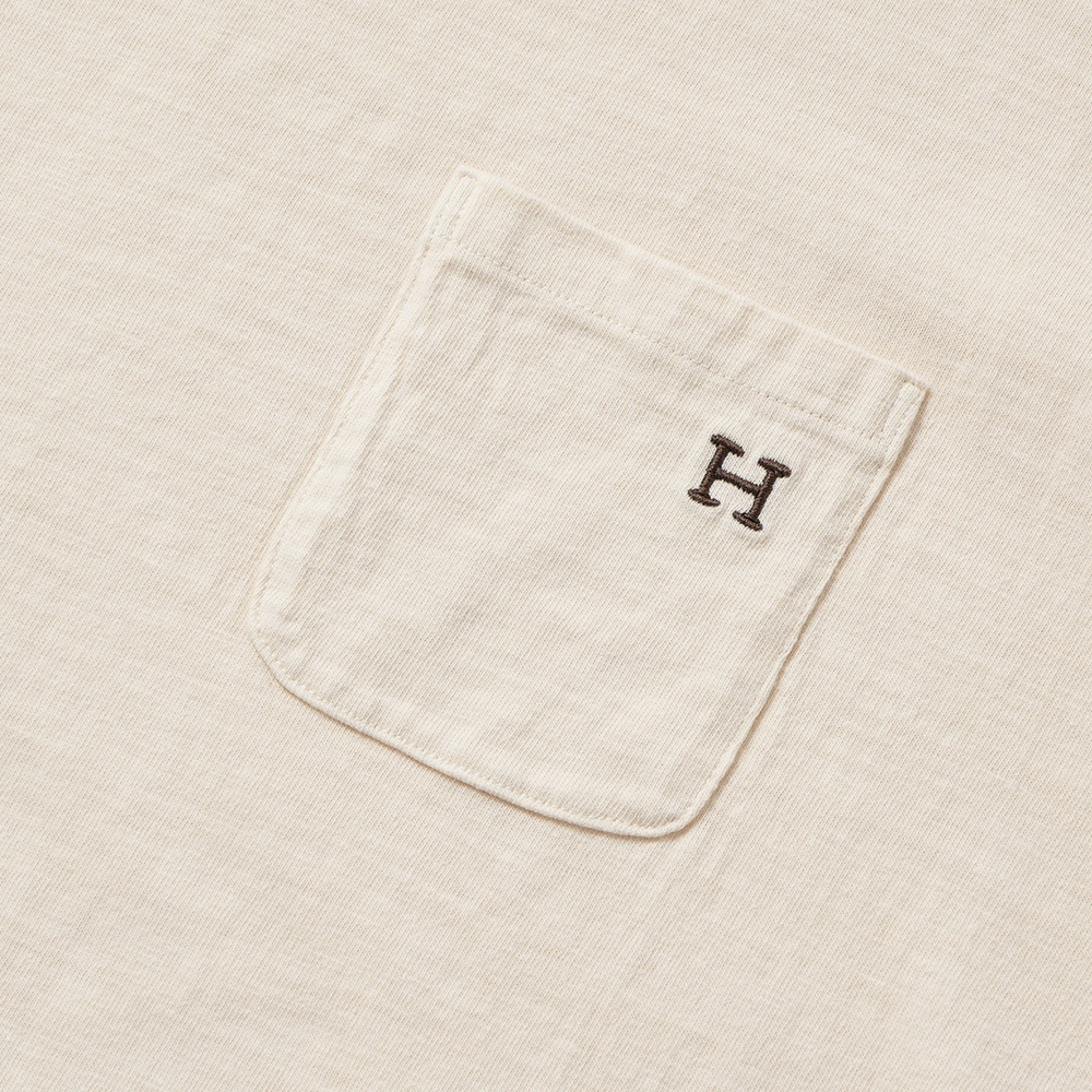 HOLLYWOOD RANCH MARKET ハリウッドランチマーケット WWスラブテンジク Hエンブロイダリーポケット ラウンドヘム ロングスリーブTシャツ 1017867 NATURAL