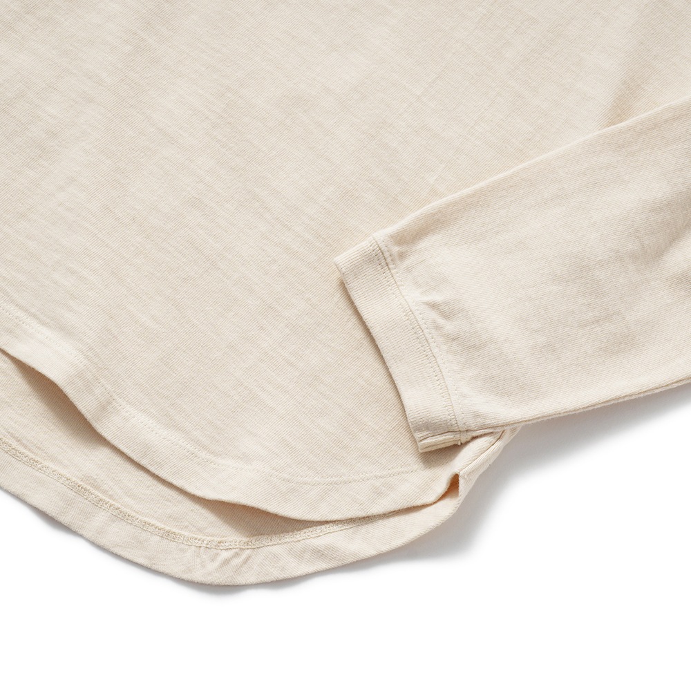 HOLLYWOOD RANCH MARKET ハリウッドランチマーケット WWスラブテンジク Hエンブロイダリーポケット ラウンドヘム ロングスリーブTシャツ 1017867 NATURAL