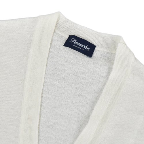Drumohr ドルモア リネン・ポリエステル カーディガン WHITE 【国内