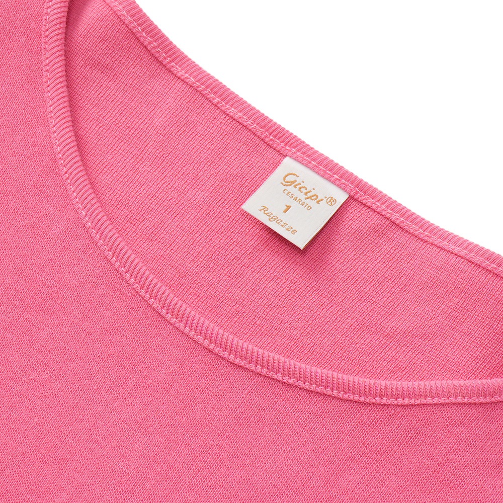 GICIPI ジチピ 2314A BROCCOLO ブローッコロ PESANTE ミラノリブ ショート丈 ワイドシルエット　ニットソー PINK