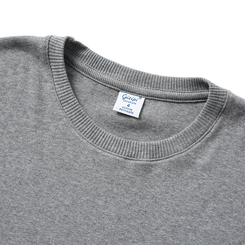 GICIPI ジチピ 2401A LUPO ルーポ COTONE SOFT コトーネソフト クルーネック リラックスフィットニットソー GRI.MELA