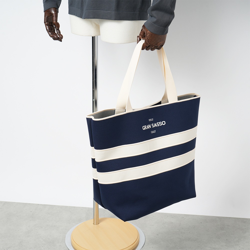 GRAN SASSO グランサッソ ポリエステル・ナイロン ロゴ トートバッグ 91104-90038 NAVY