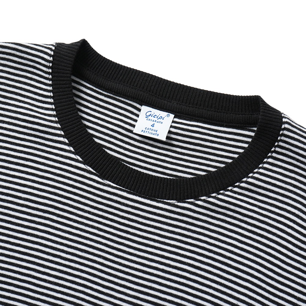 GICIPI ジチピ 2401A LUPO ルーポ COTONE SOFT コトーネソフト クルーネック リラックスフィットニットソー NERO/BIANCO