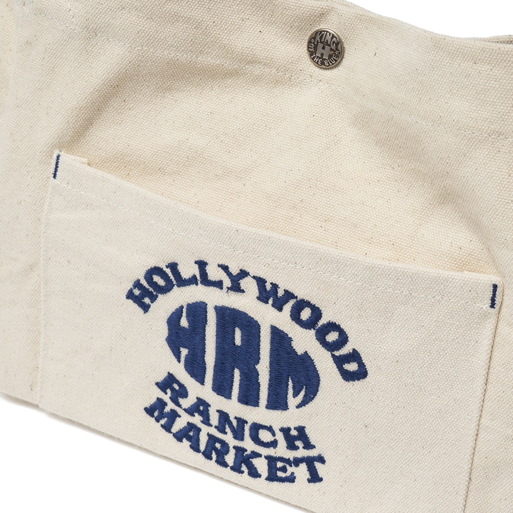 HOLLYWOOD RANCH MARKET ハリウッドランチマーケット オーバル HRM エンブロイダリーキャンバスバッグ 1019312 NATURAL
