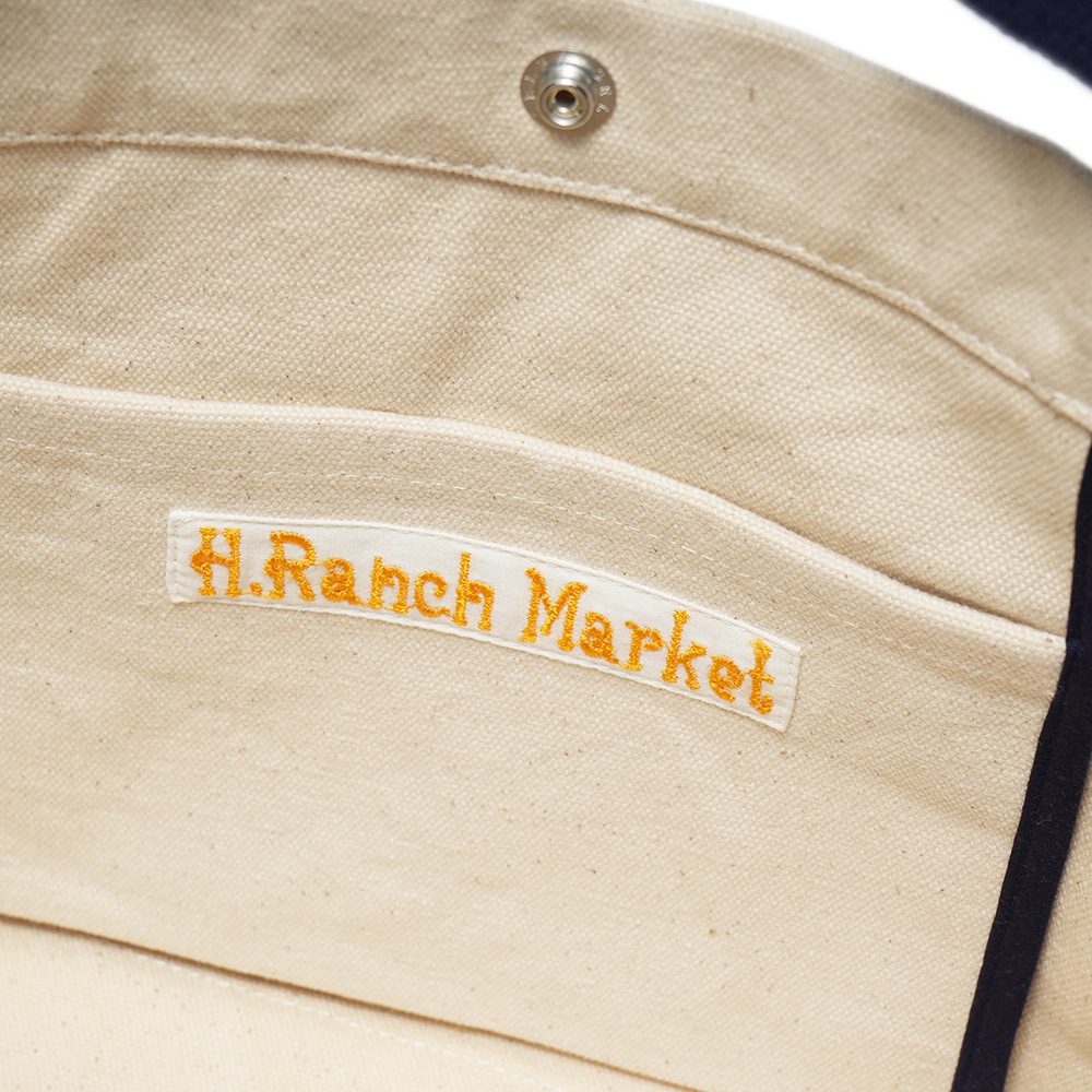 HOLLYWOOD RANCH MARKET ハリウッドランチマーケット オーバル HRM エンブロイダリーキャンバスバッグ 1019312 NATURAL