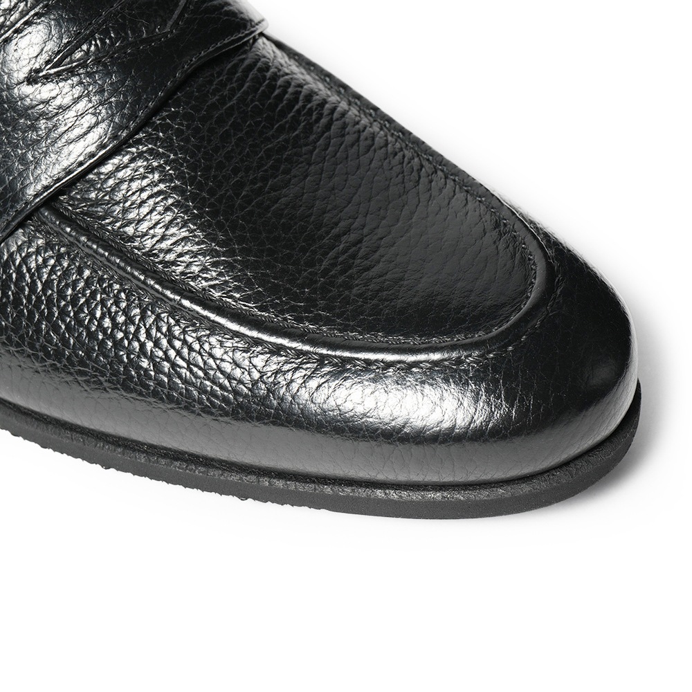 FERRANTE フェランテ ISEO RASTY GUM LIGHT シュリンクレザー コインローファーシューズ BLACK