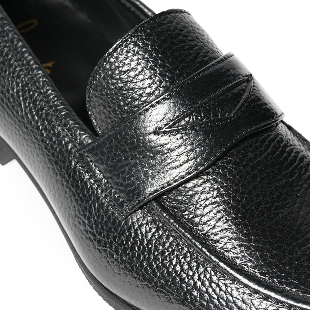 FERRANTE フェランテ ISEO RASTY GUM LIGHT シュリンクレザー コインローファーシューズ BLACK