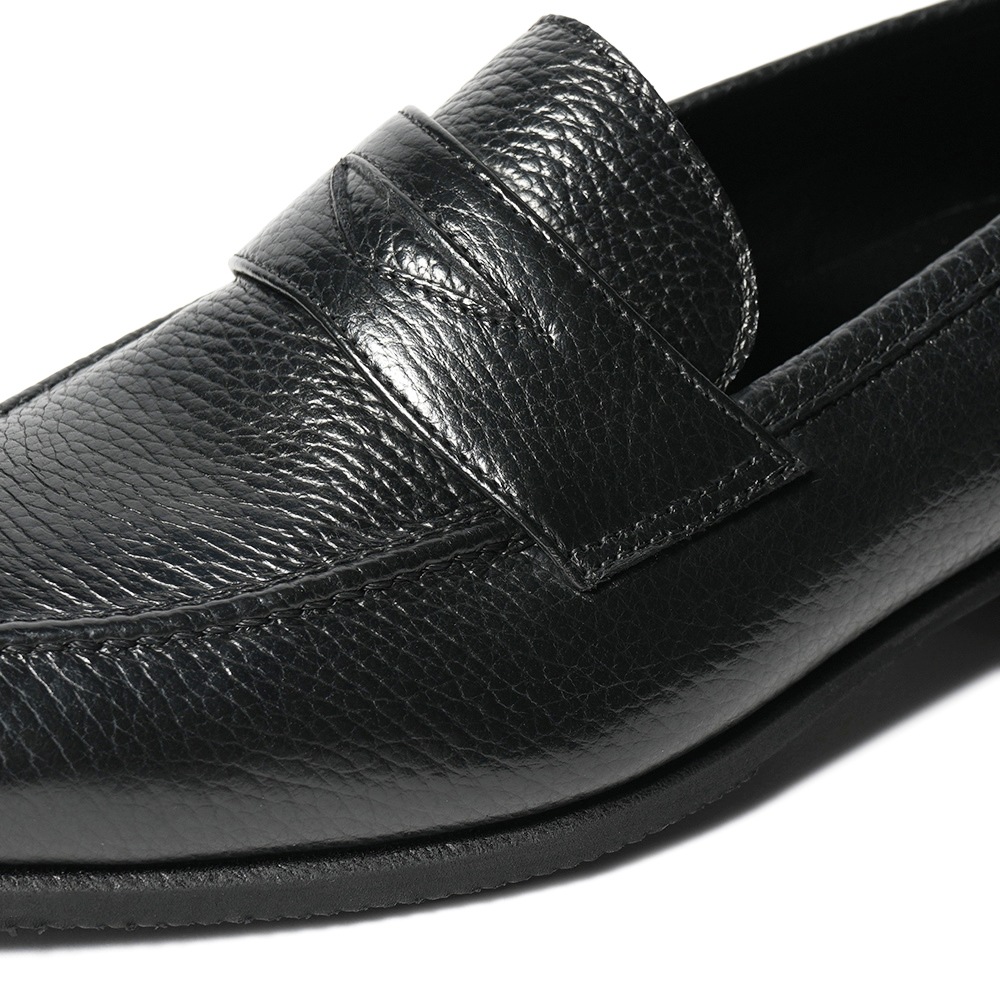 FERRANTE フェランテ ISEO RASTY GUM LIGHT シュリンクレザー コインローファーシューズ BLACK
