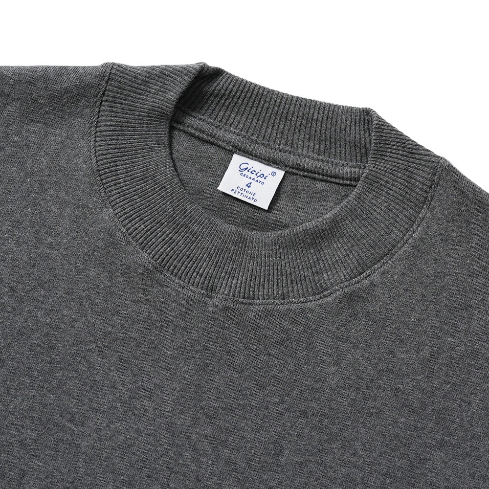 GICIPI ジチピ 2501A GIAGUARO Cotone Soft ジャグァーロ クルーネック リラックスフィット ニットソー Carbone