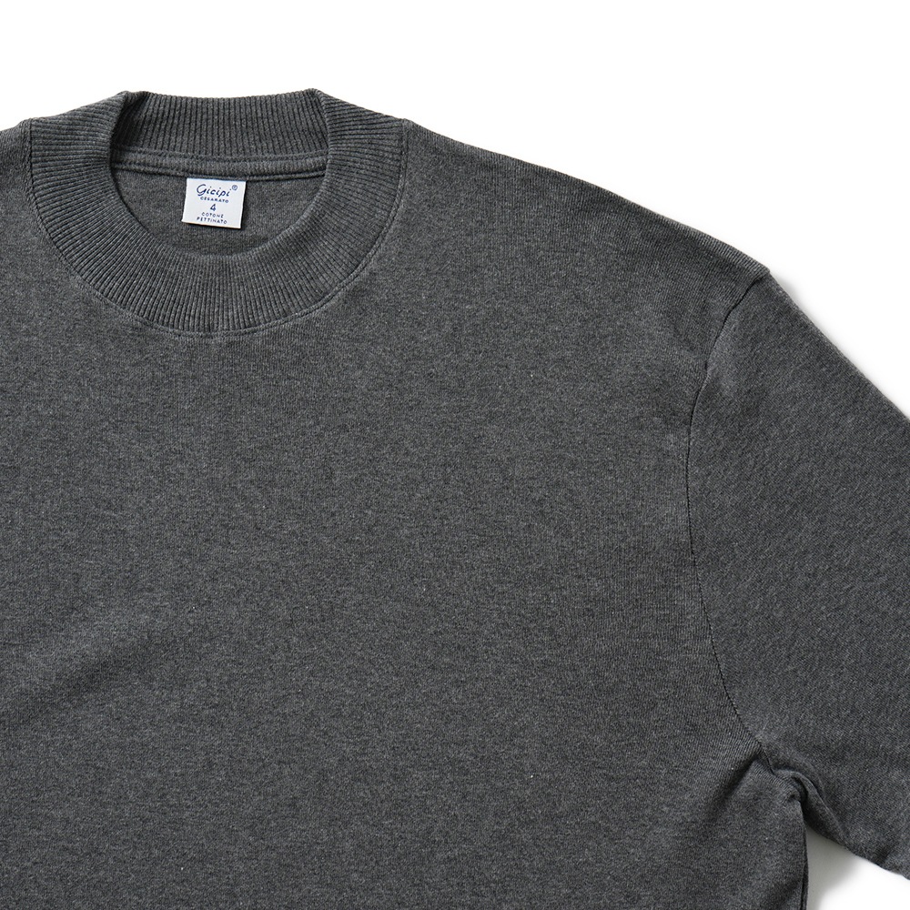 GICIPI ジチピ 2501A GIAGUARO Cotone Soft ジャグァーロ クルーネック リラックスフィット ニットソー Carbone