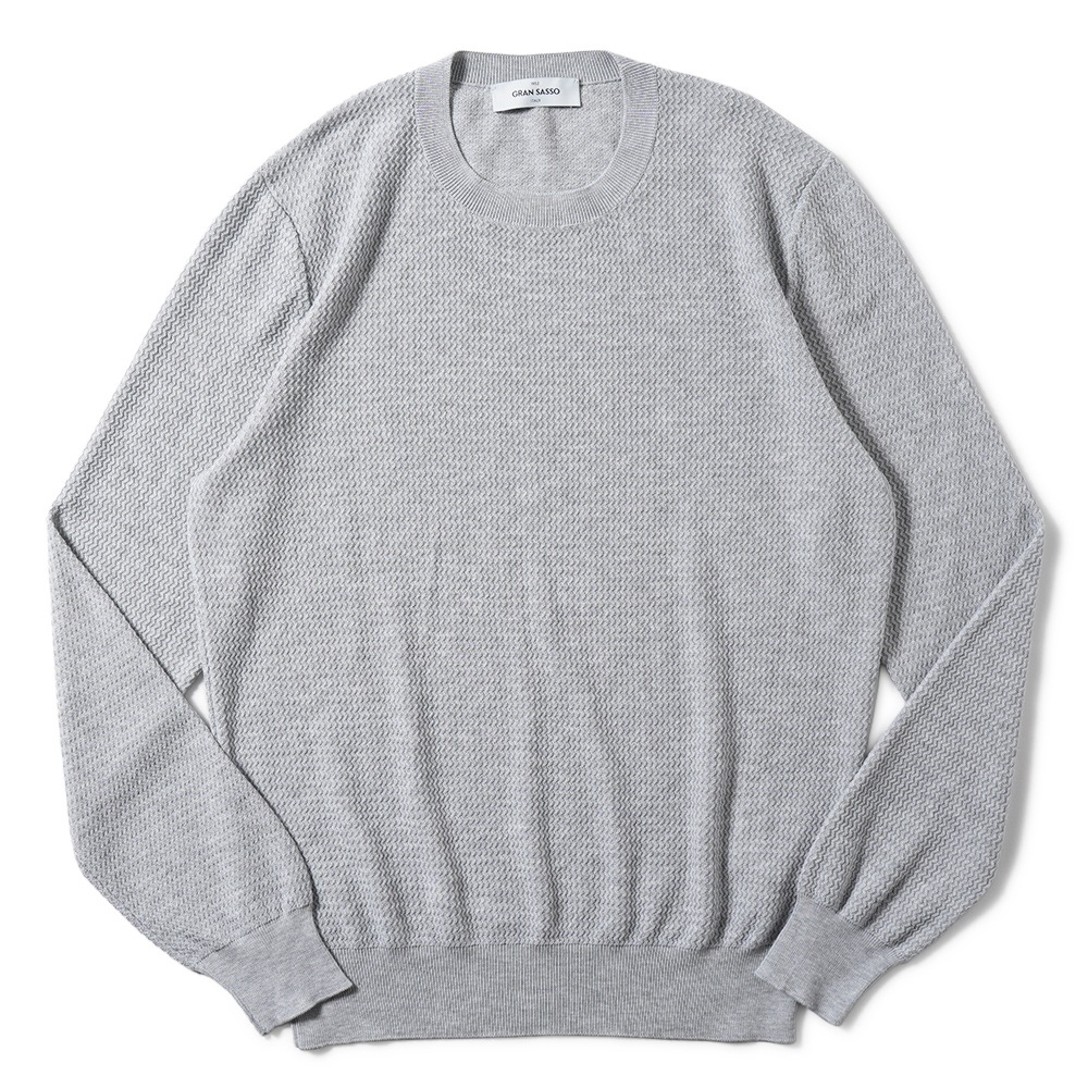 GRANSASSO グランサッソ フレッシュコットン ジャガード ニット クルー