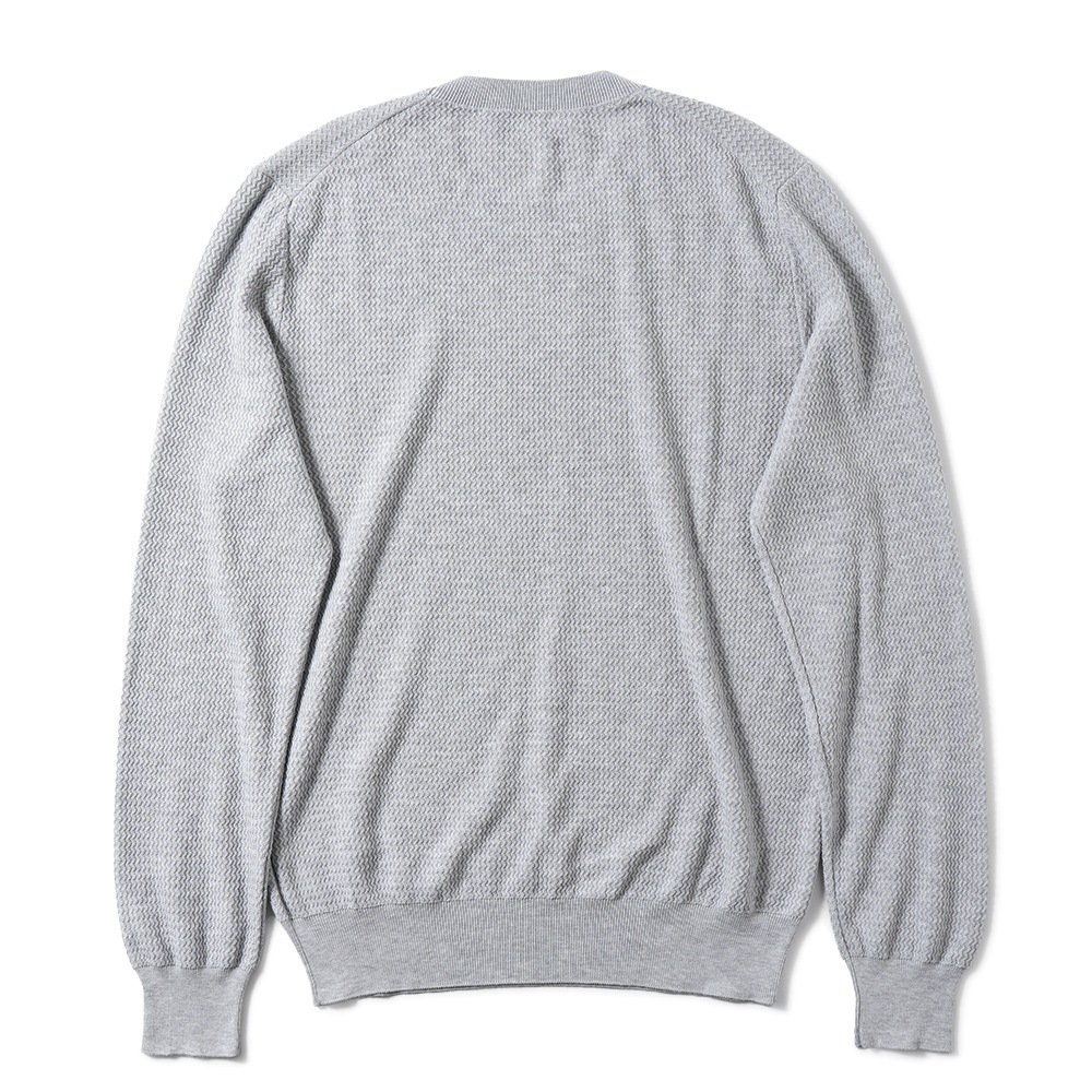 GRANSASSO グランサッソ フレッシュコットン ジャガード ニット クルーネック ロングスリーブ 57101/20683 L.GRAY