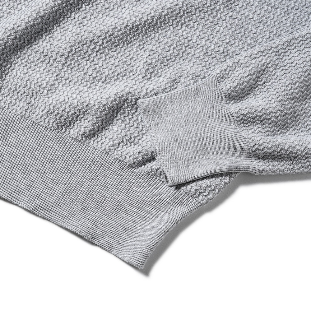 GRANSASSO グランサッソ フレッシュコットン ジャガード ニット クルーネック ロングスリーブ 57101/20683 L.GRAY