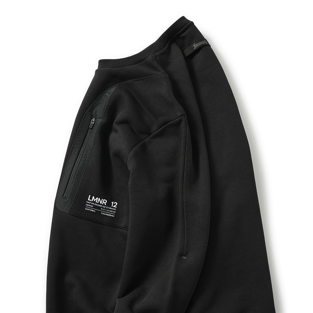 HERNO Laminar ヘルノ ラミナー ヘビーコットンスウェット ポケット クルーネック ロングスリーブ JG00051UL-52075 BLACK