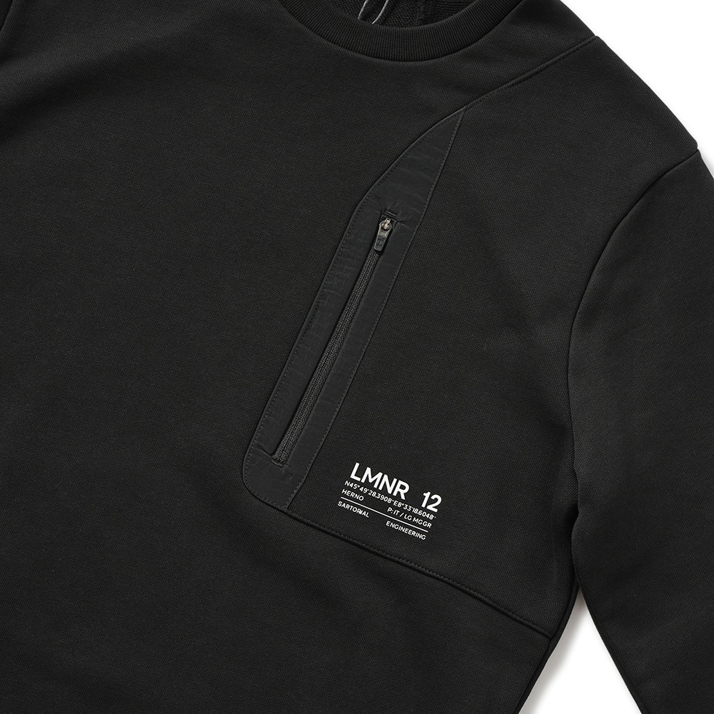 HERNO Laminar ヘルノ ラミナー ヘビーコットンスウェット ポケット クルーネック ロングスリーブ JG00051UL-52075 BLACK