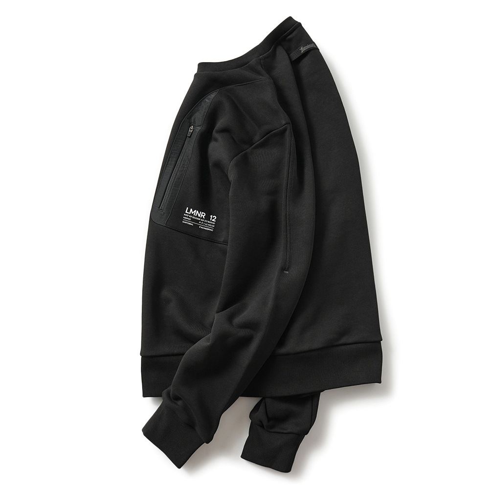 HERNO Laminar ヘルノ ラミナー ヘビーコットンスウェット ポケット クルーネック ロングスリーブ JG00051UL-52075 BLACK