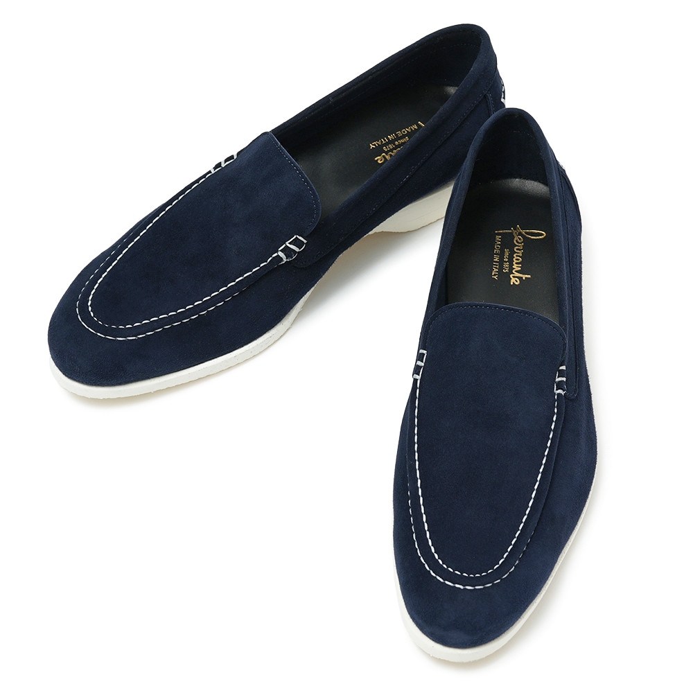 FERRANTE フェランテ NAVY/M CAMOSCIO スエード ラバーソール デッキシューズ NAVY