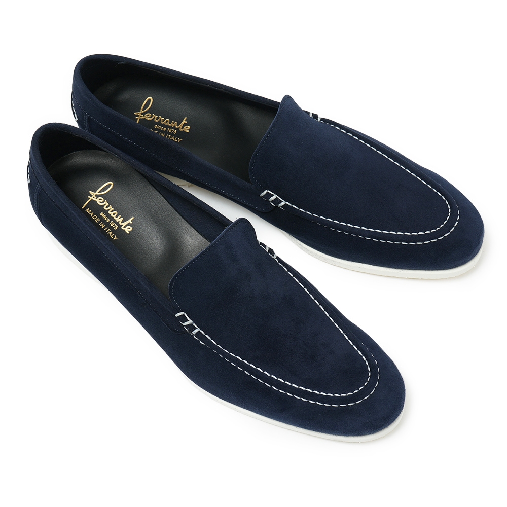 FERRANTE フェランテ NAVY/M CAMOSCIO スエード ラバーソール デッキシューズ NAVY