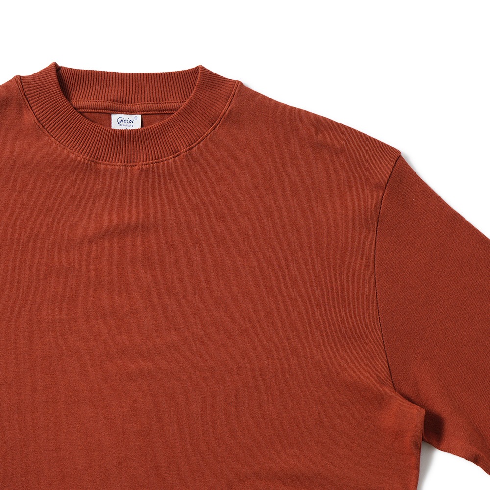 GICIPI ジチピ 2501A GIAGUARO Cotone Soft ジャグァーロ クルーネック リラックスフィット ニットソー Mattone