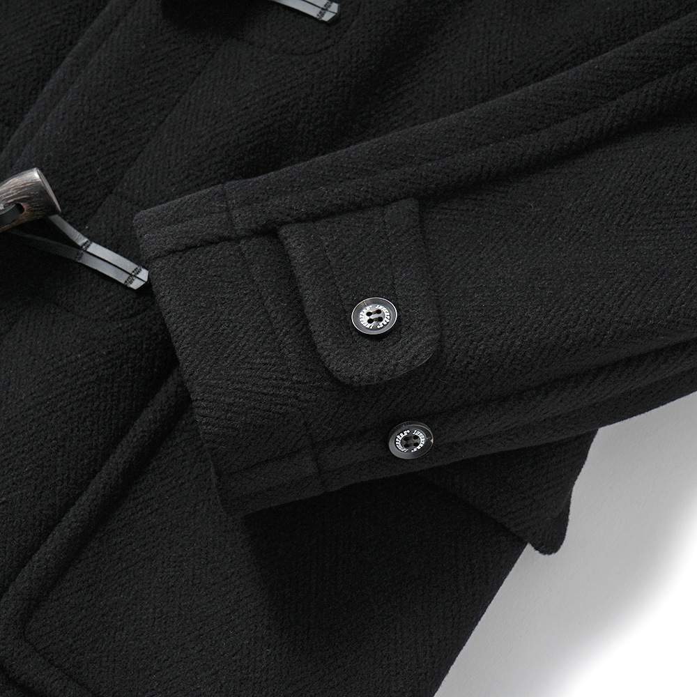 INVERTERE インバーティア NEWTON ABBOT Joshua Ellis ウール ヘリンボーン ダッフルコート BLACK