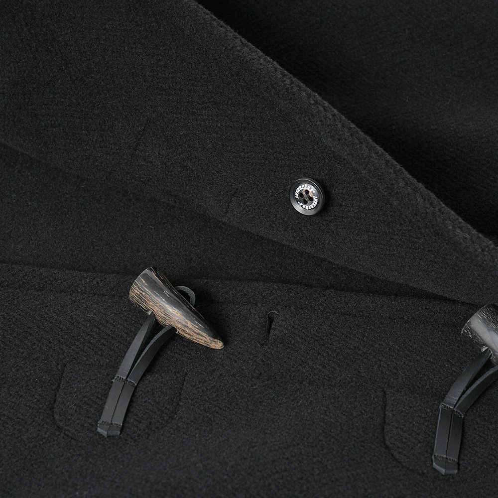 INVERTERE インバーティア NEWTON ABBOT Joshua Ellis ウール ヘリンボーン ダッフルコート BLACK